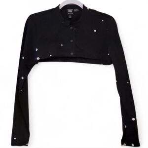 WORTH Ultra Cropped Jacket In Black With White Dots Size 4 NWT'S
